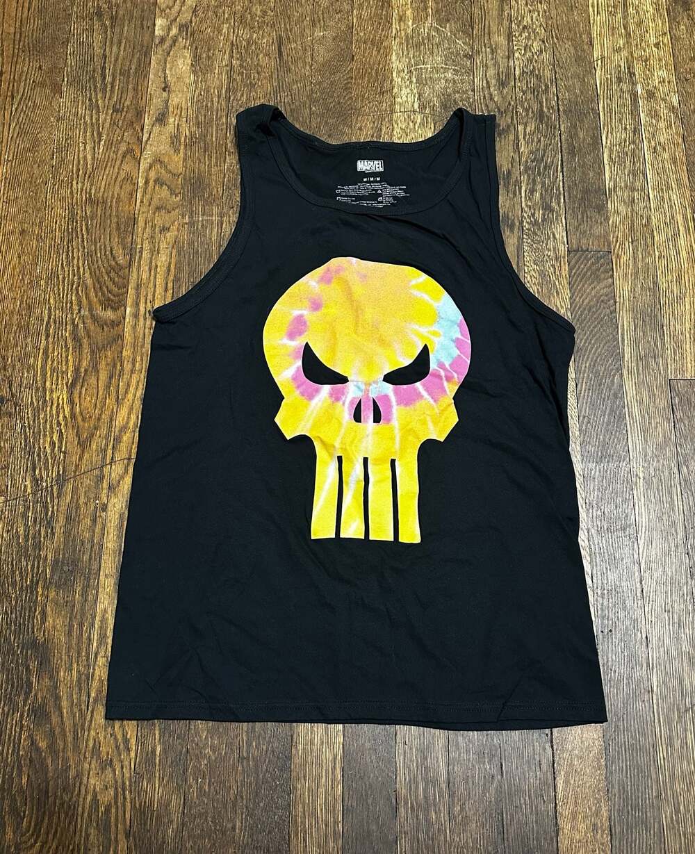Marvel The Punisher Tie-Dye Skull Logo Graphic Tank Top Medium